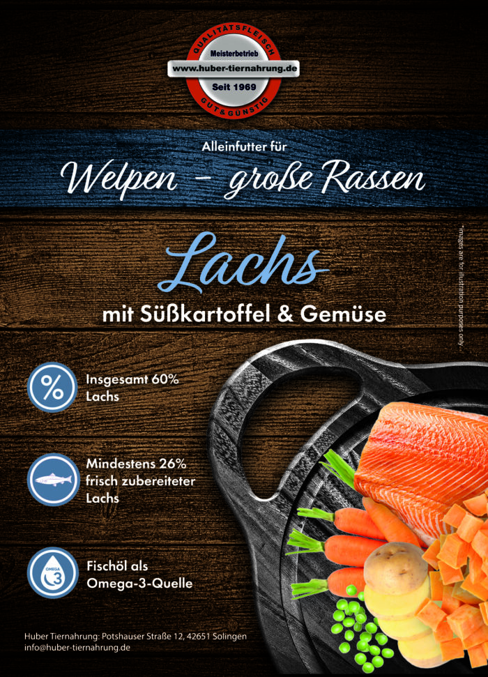 Lachs mit Süßkartoffel und Gemüse - Huber Tiernahrung e. K.